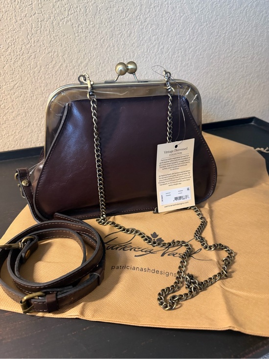 Patricia Nash Handbags - Patricia Nash  Iridessa Choco Brn Leather Frame Crossbody Antique Gold Hardware